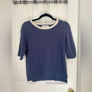 Mersea Women's Blue & White Knit Pull Over Sweater Shirt Size Medium